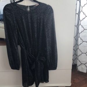 Zara black mini polka dot dress